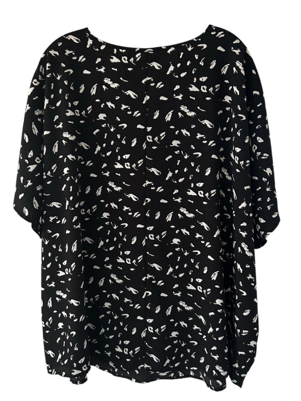 JODIFL Women’s Oversized Airflow V Neck Black White Spotted Tunic Top Sz L NWOT